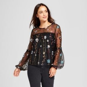 A New Day Sheer Blouse Flower Power